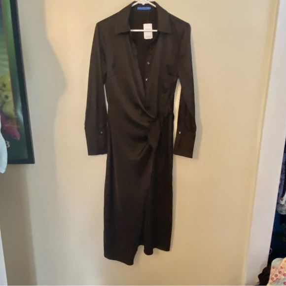 J McLaughlin Elegant Brown Midi Dress Small NWT - Picture 2 of 9